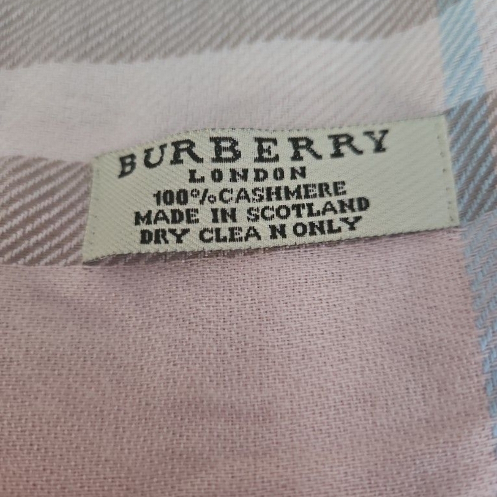 Burberry Pink and Gray Cashmere Scarf